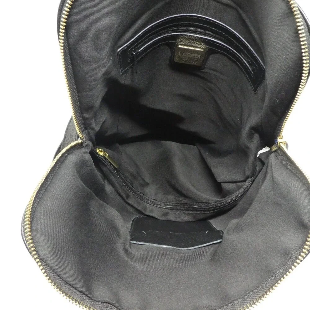 L.Credi Convertible Backpack Bag Women Large Black Pebbled Leather Italy